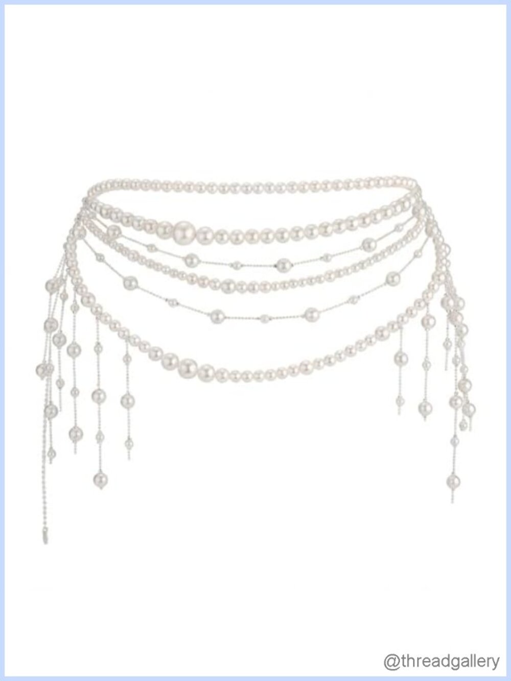 Multi-Layered Faux Pearl Waist Chain with Tassel Pendant Body Jewelry for Dress